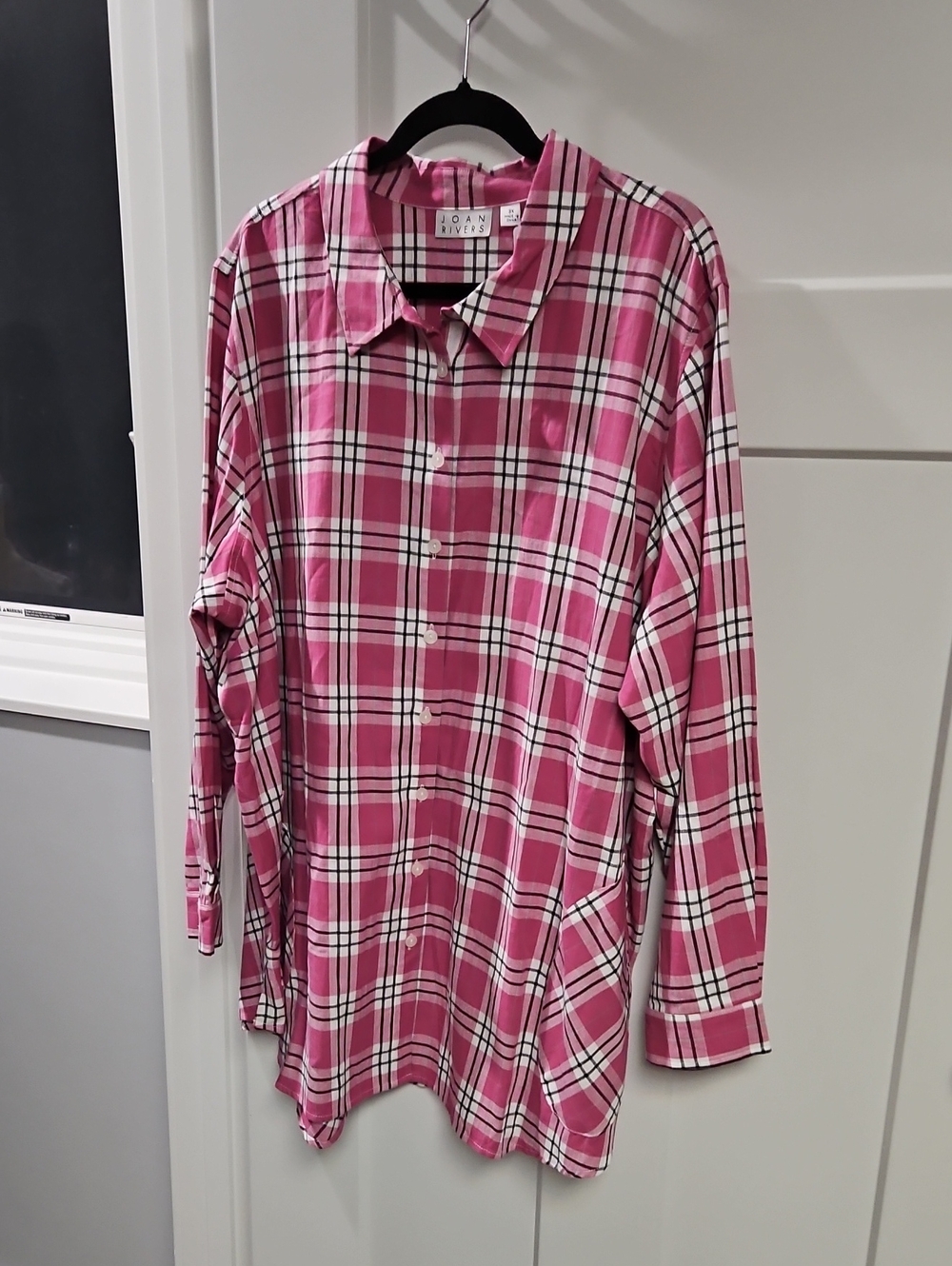 Joan Rivers Pink Plaid Button-Down Shirt